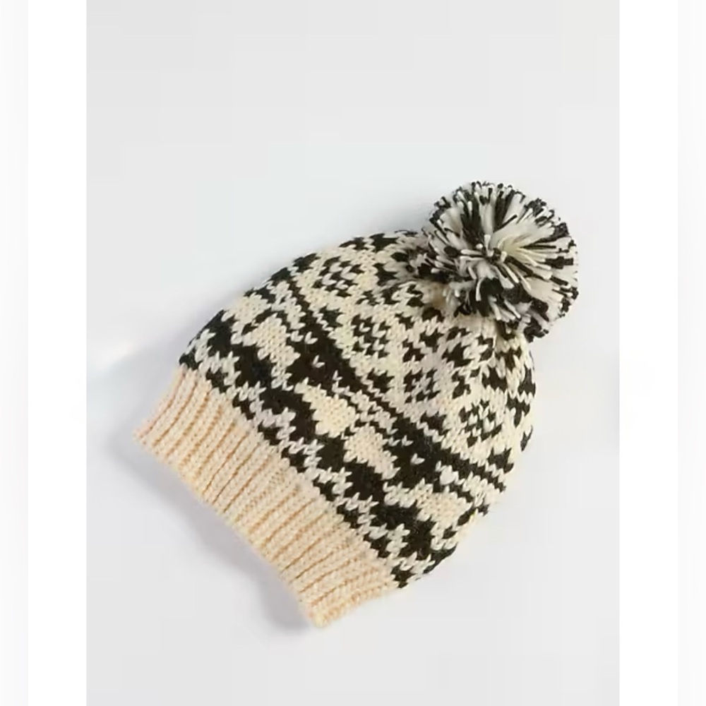 Jjill Plush Winter Hat in Almond Latte and Black